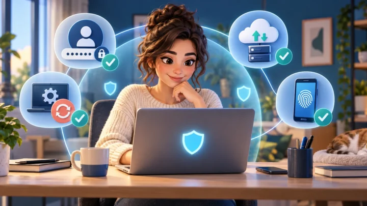 Brankas digital dengan kata sandi unik, autentikasi multifaktor, dan lembar pemulihan